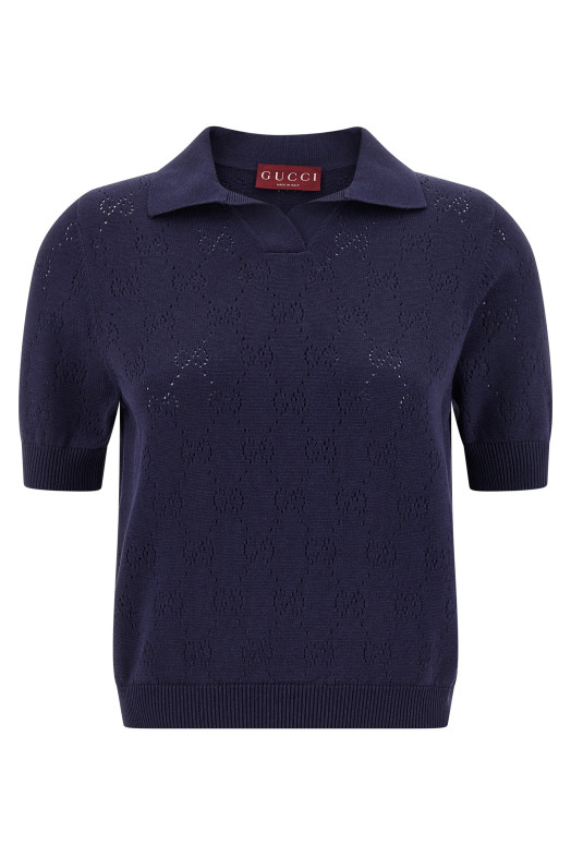 Openwork GG polo shirt Blue