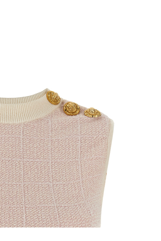 'Testa di leone' tweed vest Pink