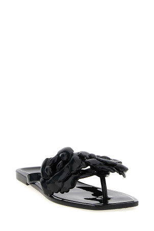 'Silicone Flower Flat' sandals Black