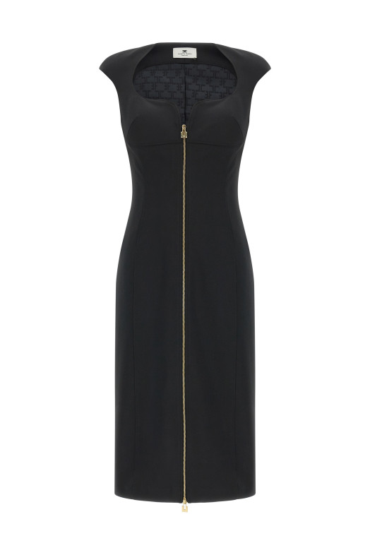 Heart-shaped neckline dress Black