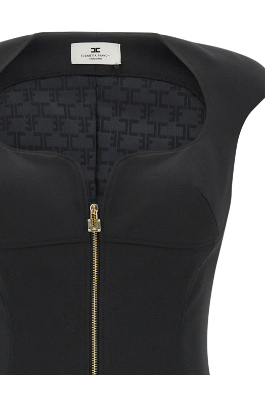 Heart-shaped neckline dress Black