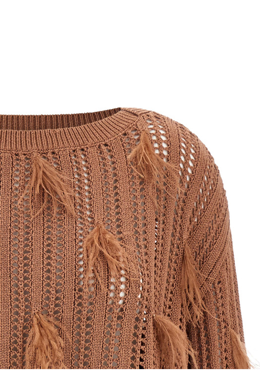 Ostrich feather sweater Brown