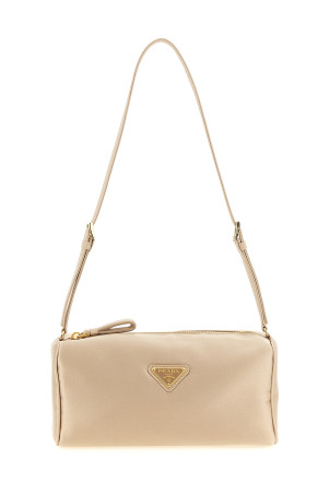 Triangle logo shoulder bag Beige