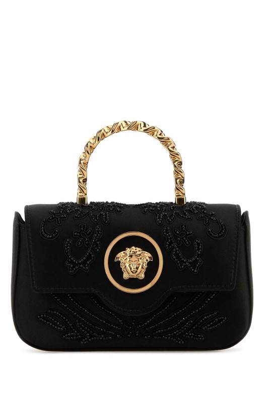 Black satin handbag VERSACE (10134391A17115)