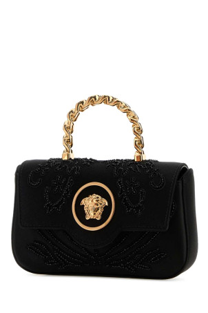 Black satin handbag VERSACE (10134391A17115)