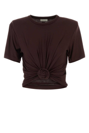 Chocolate stretch cupro t-shirt Brown MAGDA BUTRYM (102426)