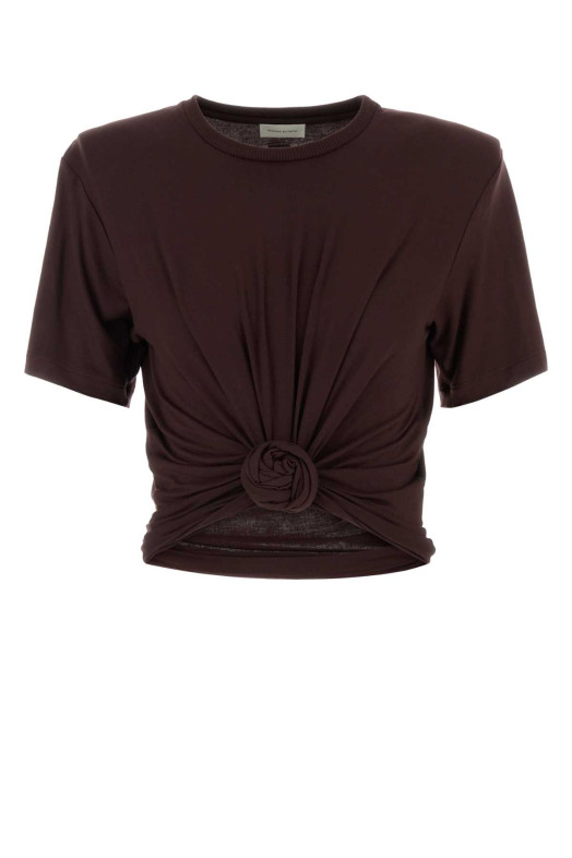 Chocolate stretch cupro t-shirt Brown MAGDA BUTRYM (102426)