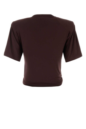 Chocolate stretch cupro t-shirt Brown MAGDA BUTRYM (102426)