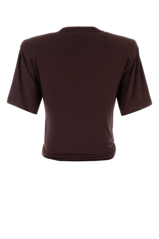 Chocolate stretch cupro t-shirt Brown MAGDA BUTRYM (102426)