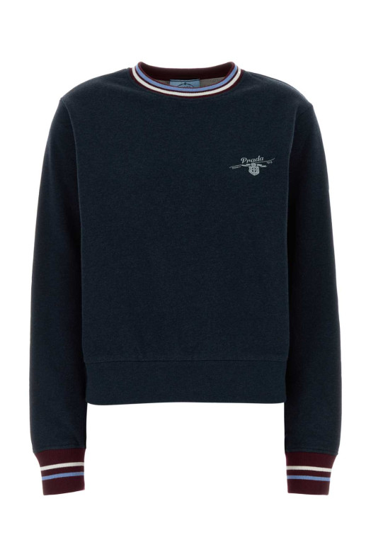 Melange dark blue cotton sweatshirt PRADA (134728SOOO19IC)