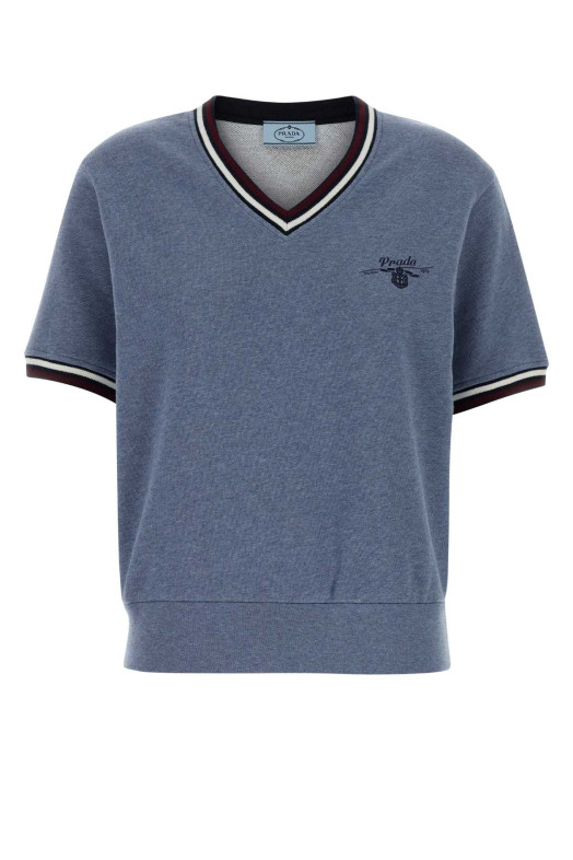 Cerulean blue cotton t-shirt PRADA (135737SOOO19IC)