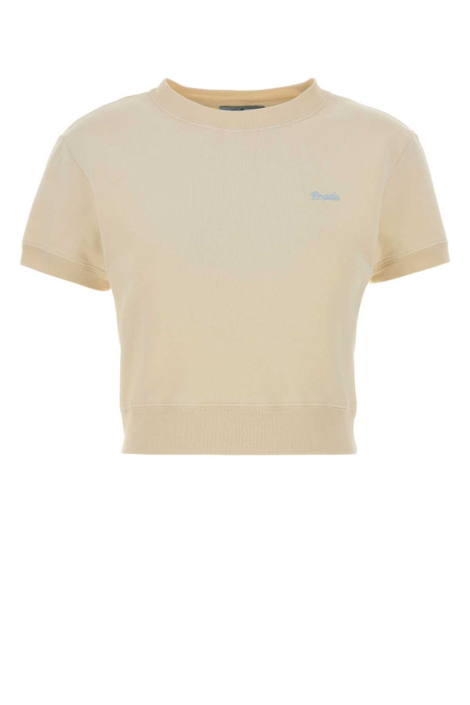 Pastel yellow cotton t-shirt PRADA (135738SOOO14W6)