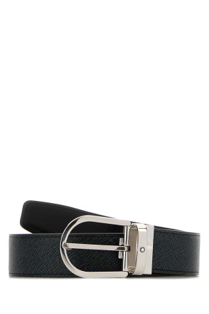 Melange blue leather reversible belt MONTBLANC (198572)