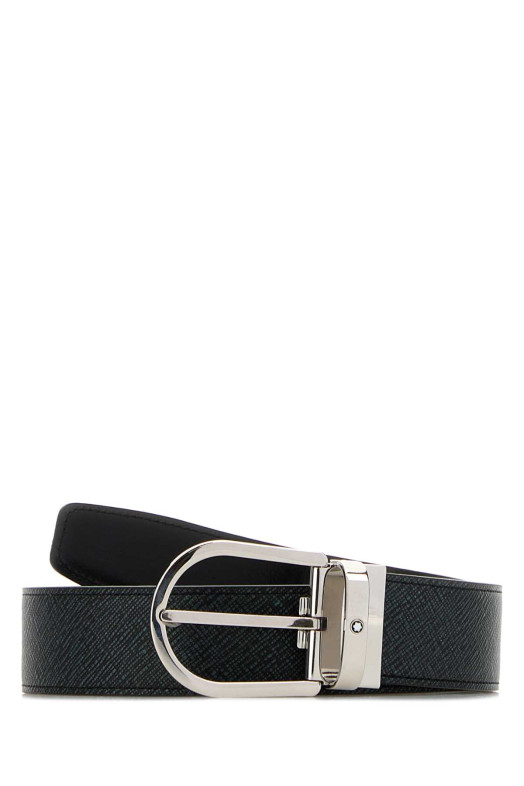 Melange blue leather reversible belt MONTBLANC (198572)