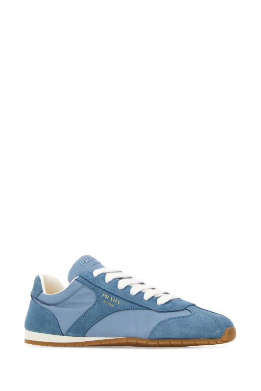Light blue suede and Re-Nylon sneakers PRADA (1E152OFD020D7C)