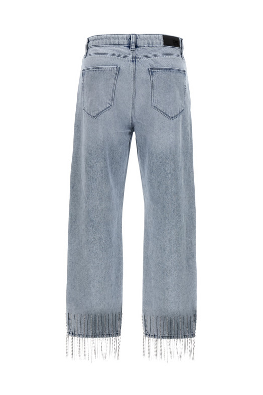 Rhinestone fringed jeans Light Blue Rhinestone fringed jeans Light Blue
