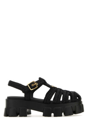 Black raffia Monolith sandals Black PRADA (1X138NF0553L8W)