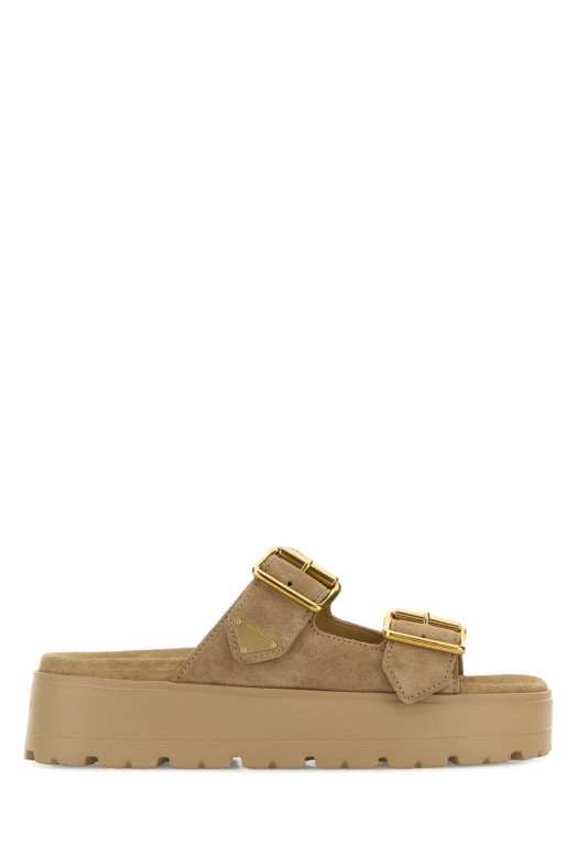 Beige suede slippers PRADA (1XZ788F045054)
