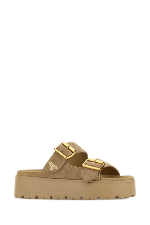 Beige suede slippers PRADA (1XZ788F045054)