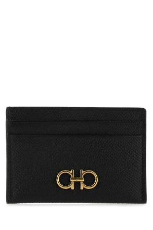 Black leather Gancini card holder Black SALVATORE FERRAGAMO (220007742164)