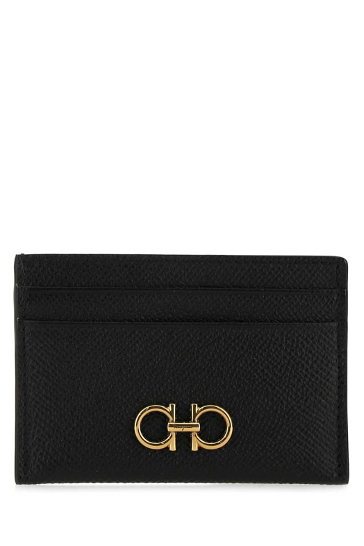 Black leather Gancini card holder Black SALVATORE FERRAGAMO (220007742164)