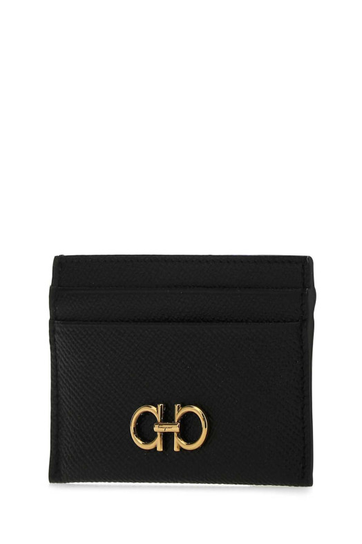 Black leather Gancini card holder Black SALVATORE FERRAGAMO (220007742164)