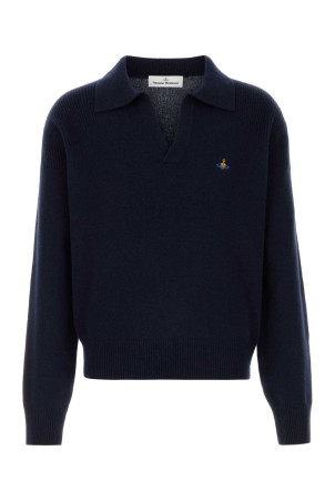 Navy blue wool blend polo shirt VIVIENNE WESTWOOD (2701002YY0018)