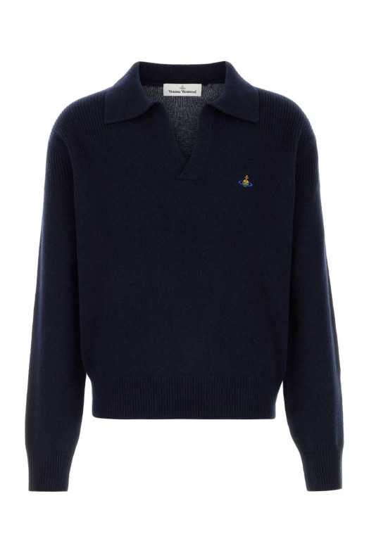 Navy blue wool blend polo shirt VIVIENNE WESTWOOD (2701002YY0018)