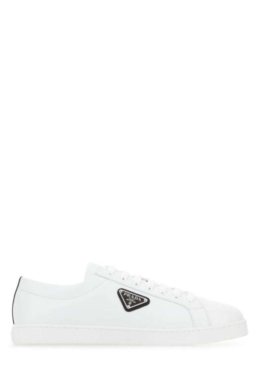 White leather sneakers Black PRADA (2EE376FG0003F0E)