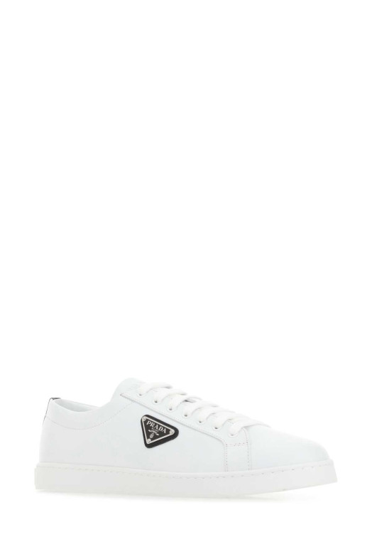 White leather sneakers Black PRADA (2EE376FG0003F0E)