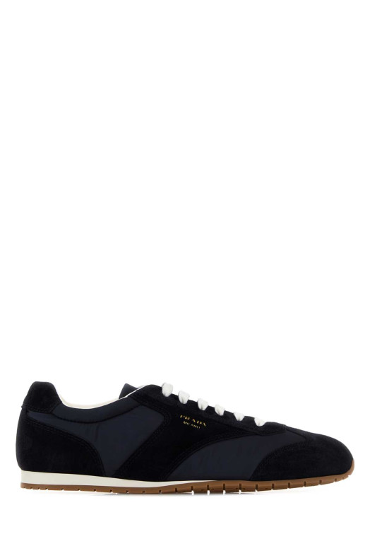 Dark blue suede and fabric sneakers Blue PRADA (2EE465FG000D7R)