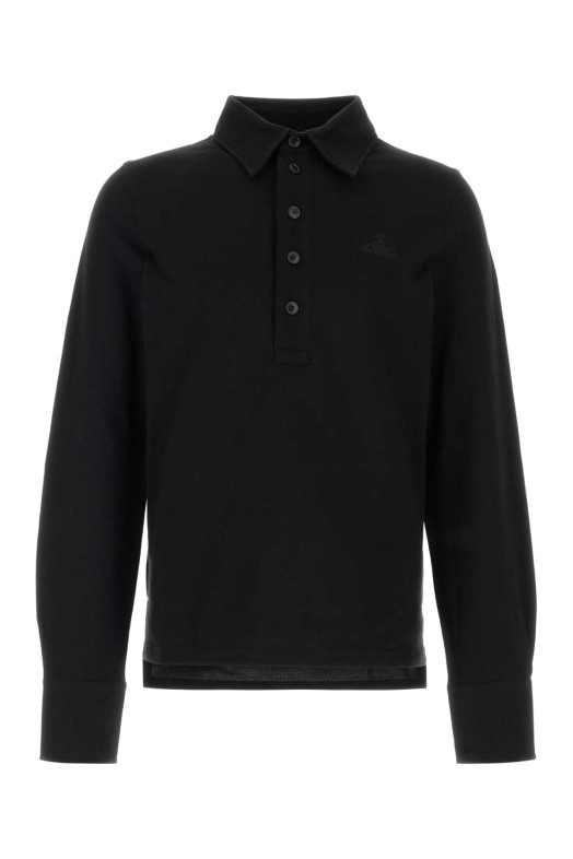 Black piquet polo shirt VIVIENNE WESTWOOD (2H01000WJ00AU)