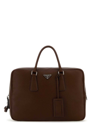 Chocolate leather briefcase PRADA (2VE0272BBE)