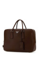 Chocolate leather briefcase PRADA (2VE0272BBE)