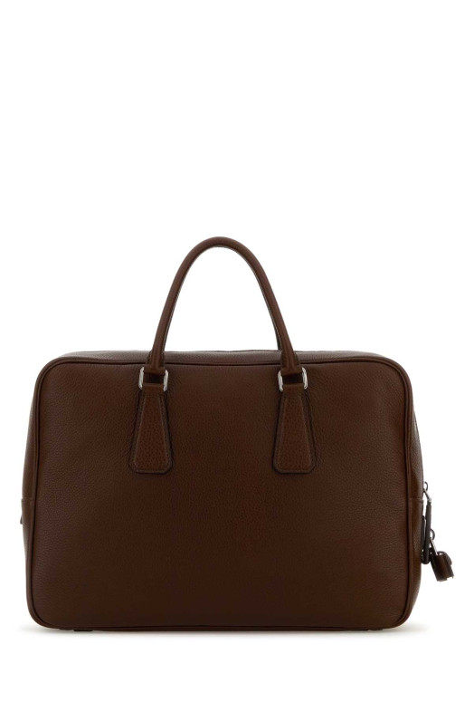 Chocolate leather briefcase PRADA (2VE0272BBE)