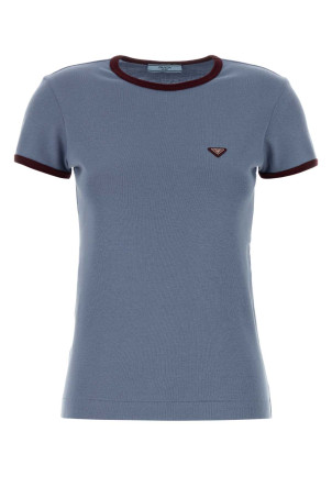 Air Force blue cotton t-shirt PRADA (39658SOOO19A6)