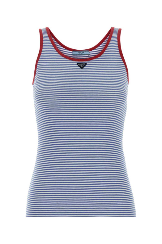 Embroidered cotton tank top PRADA (39659SOOO186H)