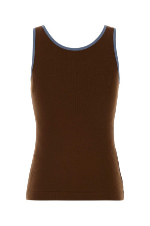 Brown cotton tank top PRADA (39659SOOO19A6)