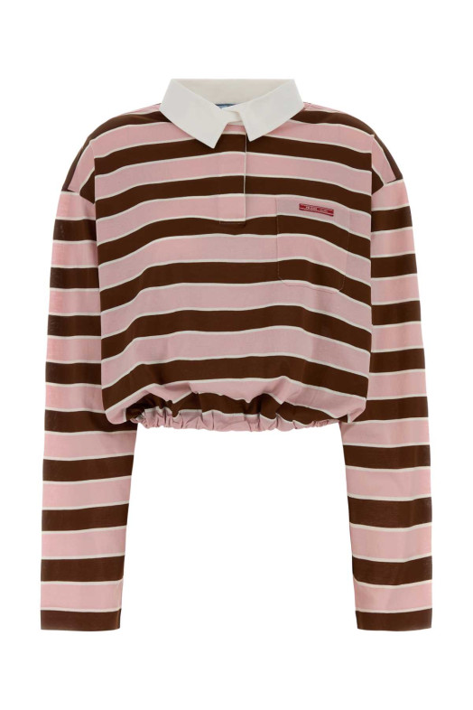 Embroidered cotton oversize polo shirt PRADA (39661SOOO189P)