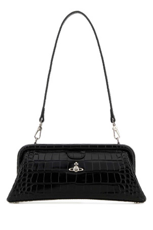 Black leather Jane shoulder bag VIVIENNE WESTWOOD (4B01001EWL0098)