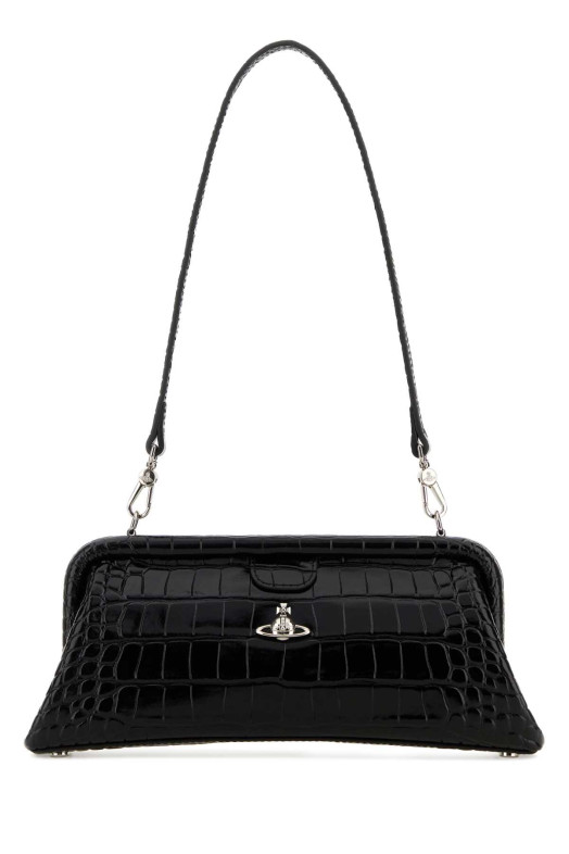 Black leather Jane shoulder bag VIVIENNE WESTWOOD (4B01001EWL0098)