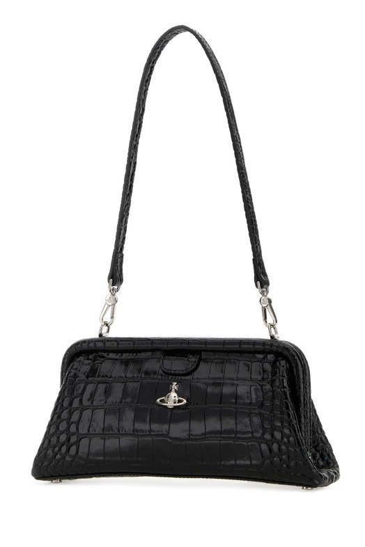 Black leather Jane shoulder bag VIVIENNE WESTWOOD (4B01001EWL0098)
