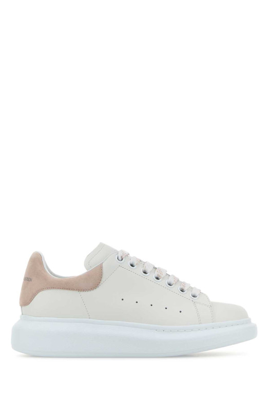 White leather sneakers with powder pink suede heel ALEXANDER MCQUEEN (553770WIAIH)