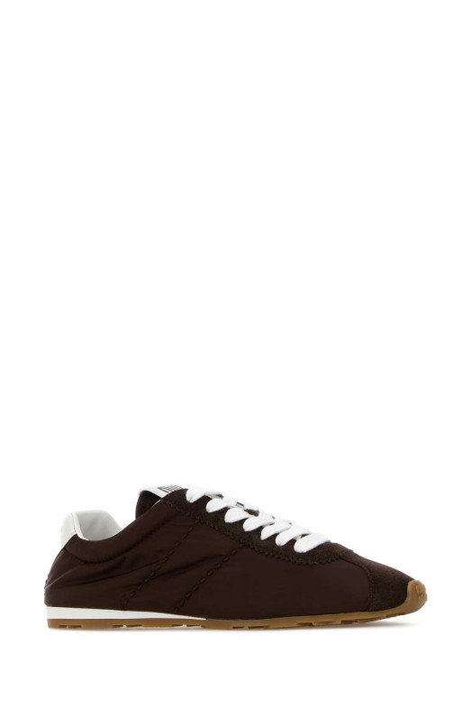 Chocolate fabric and suede sneakers MIU MIU (5E114EFD005D7C)