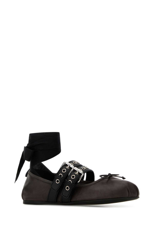 Dark brown leather ballerinas MIU MIU (5F466AFG0053ZLV)
