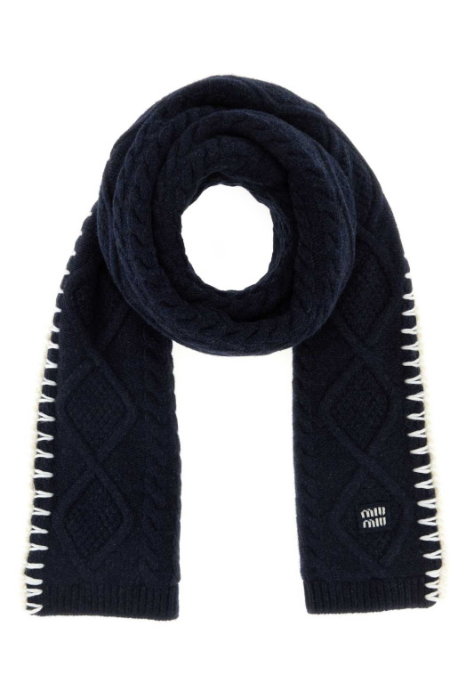 Navy blue wool blend scarf MIU MIU (5FS1412IGG)