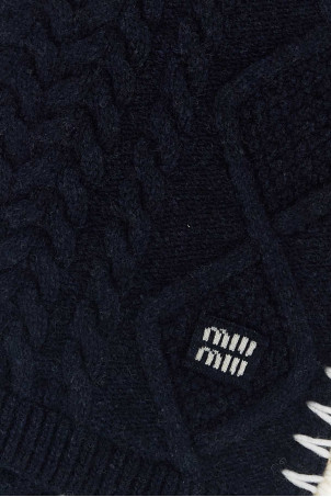 Navy blue wool blend scarf MIU MIU (5FS1412IGG)