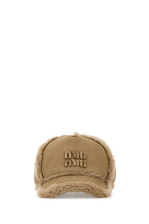 Beige shearling baseball cap MIU MIU (5HC1792IDK)