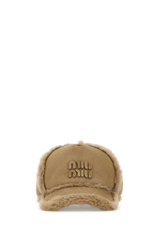 Beige shearling baseball cap MIU MIU (5HC1792IDK)