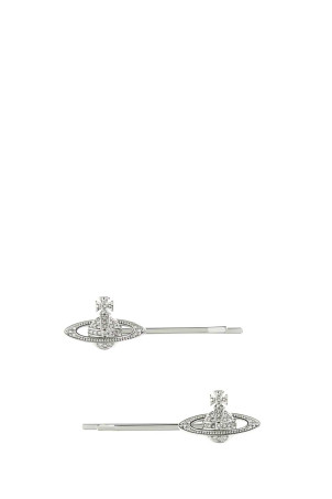 Silver metal Mini Bas Relief hair clips VIVIENNE WESTWOOD (6703001902P409)